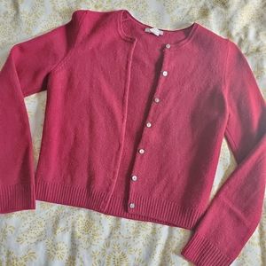 J.Crew Maroon Wool Crop Cardigan Abalone Button